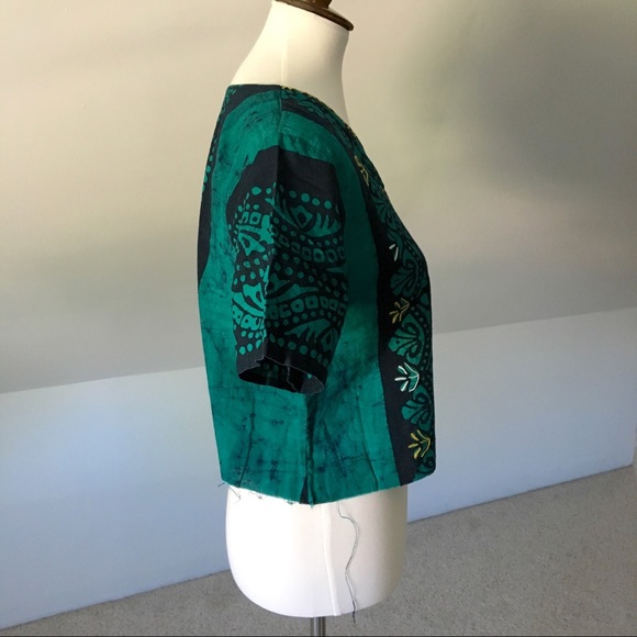 Short Sleeve Tribal Raw Edge Crop (handmade, nwot) - Picture 6 of 10